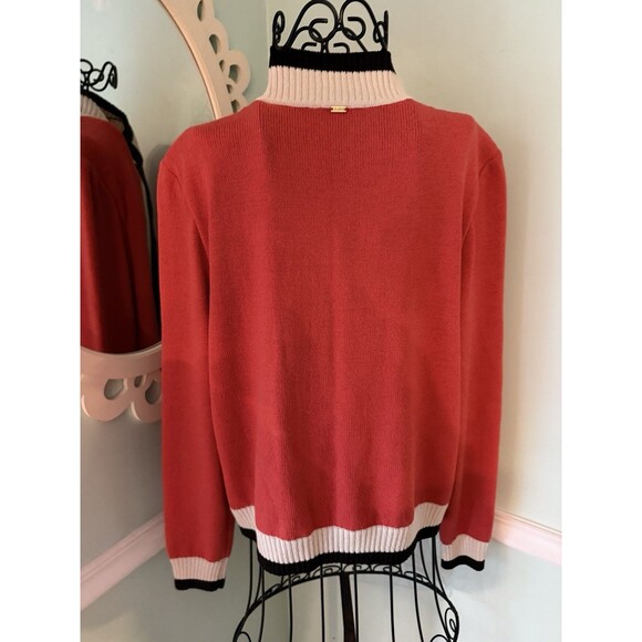 St. John Sport Marie Gray Knit Orange Zippered Cardigan Jacket Size L Santana - Picture 6 of 9